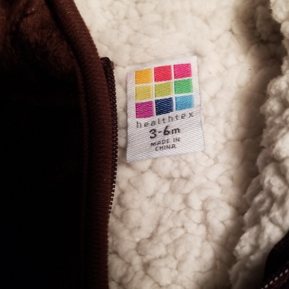 Choc. Brown Fleeced Line Bear Hoodie - Picture 2 of 4